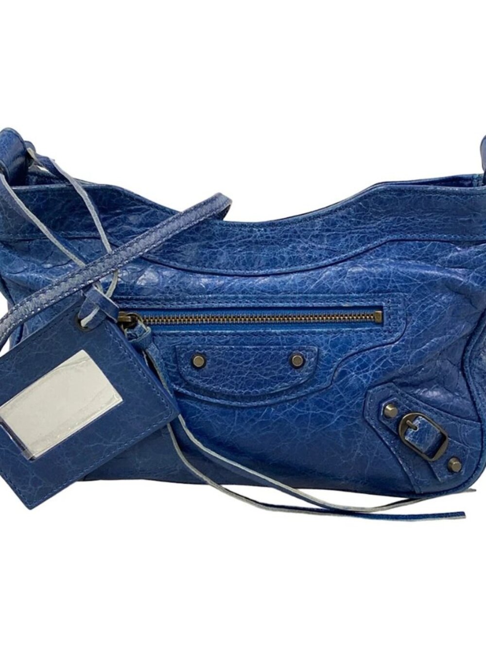 BALENCIAGA The Hip 242803 Blue Leather Shoulder Bag